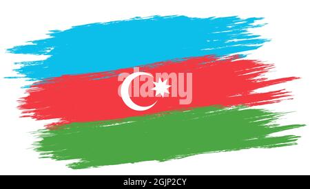Vector vintage Azerbaijan flag. Drawing flag of Azerbaijan in grunge style. Stock Vector