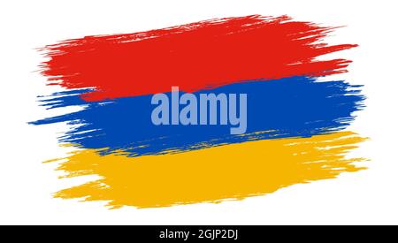 Vector vintage Armenia flag. Drawing flag of Armenia in grunge style. Stock Vector