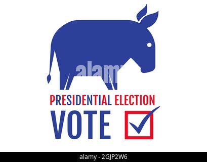 Vector vintage banner for 2024 presidential election in USA. Vector illustration of donkey from democratic party. Vote 2024. Stock Vector