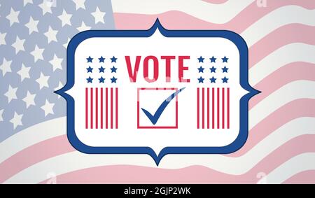 Vintage vector poster for presidential election in USA with American flag. Elections 2020. Vote. Stock Vector