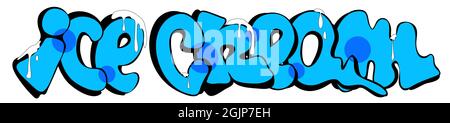 Graffity with ice cream text layered eps10 vector illustration isolated on white background. Stock Vector