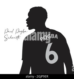 Paul Pogba vector vector silhouette black edition, the vector can be used for, magazine, news, web, collection, and more Stock Vector