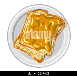 illustration of the sandwiches with peanut butter on a plate Stock Vector