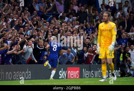 Chelsea's Mateo Kovacic celebrates scoring their side's second goal of the game during the Premier League match at Stamford Bridge, London. Picture date: Saturday September 11, 2021. Stock Photo