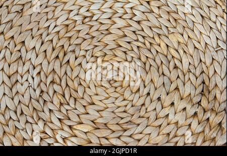 Braided surface from stems of dry corn, ancient hand work Stock Photo