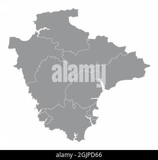 Devon county administrative map isolated on white background, England Stock Vector