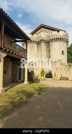 Castle tower of the abandoned town in Granadilla, Caceres Stock Photo