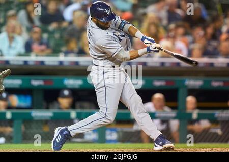 St. Petersburg, FL. USA; Boston Red Sox right fielder Hunter Renfroe (10)  disappointed after hitting a pop fly foul and caught by Tampa Bay Rays catc  Stock Photo - Alamy