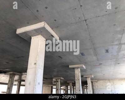 Reinforced concrete pillars and ceiling slab Stock Photo