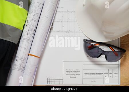 Workplace of construction engineer Stock Photo