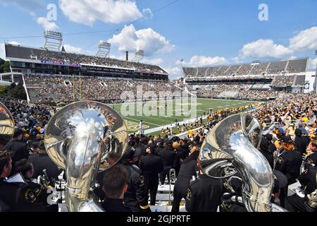 Atlanta, GA, USA. 11th Sep, 2021. Fans attend a NCAA college football game between the Kennesaw State Owls and Georgia Tech Yellow Jackets at Bobby Dodd Stadium in Atlanta, GA. Austin McAfee/CSM/Alamy Live News Stock Photo