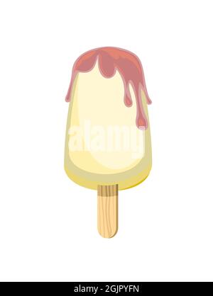 Ice cream. The object is isolated on a white background. Summer food sweet dessert. Flat design. Popsicle on a stick. Vector Stock Vector