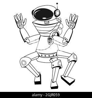 line drawing cartoon of a robot Stock Vector Image & Art - Alamy