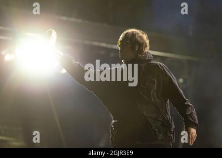 Glasgow, UK. 11th Sep, 2021. PICTURED: Liam Gallacher, headlines Primal Screathe main stage at TRNSMT 2021. Credit: Colin Fisher/Alamy Live News Stock Photo