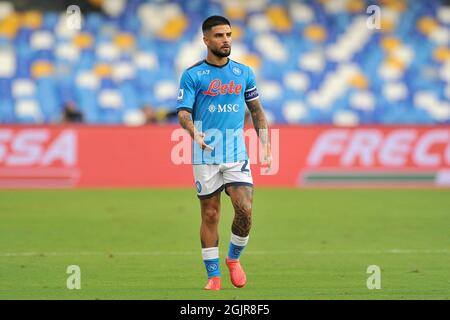 Napoli, Italy. 11th Sep, 2021. Lorenzo Insigne player of Napoli, during the match of the Italian SerieA league between Napoli vs Juventus, final result 2-1, match played at the Diego Armando Maradona stadium. Naples, Italy, September 11, 2021. (photo by Vincenzo Izzo/Sipa USA) Credit: Sipa USA/Alamy Live News Stock Photo