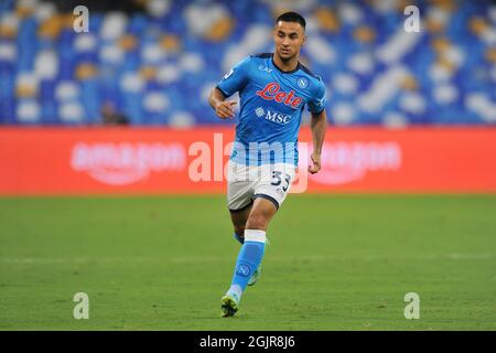 Napoli, Italy. 11th Sep, 2021. Adam Ounas player of Napoli, during the match of the Italian SerieA league between Napoli vs Juventus, final result 2-1, match played at the Diego Armando Maradona stadium. Naples, Italy, September 11, 2021. (photo by Vincenzo Izzo/Sipa USA) Credit: Sipa USA/Alamy Live News Stock Photo
