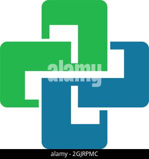Health care medical logo inspiration. Cross with leaf symbol logo ...