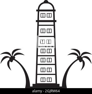 Lighthouse building monitoring icon logo design inspiration vector illustration template Stock Vector
