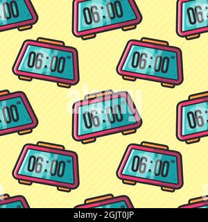 alarm clock seamless pattern vector illustration Stock Vector