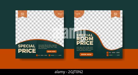 hotel flyer or social media post template illustration Stock Vector