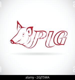 Vector design a pig head is text on a white background. Easy editable layered vector illustration. Farm Animal. Stock Vector