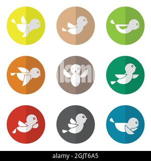 Vector group of bird in the circle on white background. Easy editable layered vector illustration. Wild Animals. Stock Vector