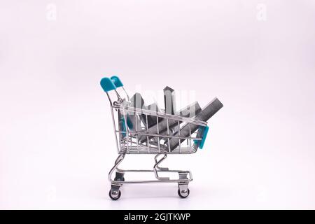 staples for a pistol stapler in a shopping cart. mock up Stock Photo