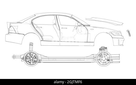 Assembling electric car. Vector Stock Vector