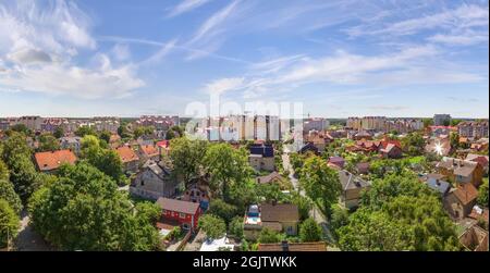 A magnificent cityscape that can be seen from the observation deck of the water tower in the city center. Zelenogradsk, Russia. Stock Photo