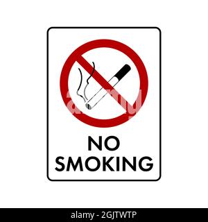 No smoking cigarette prohibition sign. No symbol, do not sign, circle backslash symbol, nay, prohibited symbol, dont do it icon isolated on white. ill Stock Photo