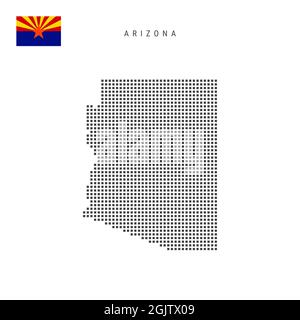 Square dots pattern map of Arizona. Dotted pixel map with american ...