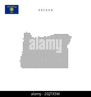 Oregon detailed silhouette map, dotted pattern and slanted parallel ...