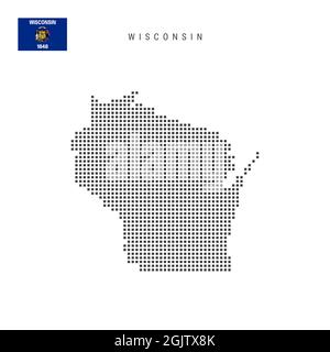 Dots Pattern Map of Wisconsin. Stylized Simple Silhouette of Wisconsin ...