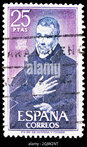 MOSCOW, RUSSIA - JUNE 20, 2021: Postage stamp printed in Spain shows Juan de Avila, Spanish Celebrities (1st Series) serie, circa 1970 Stock Photo