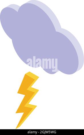 Thunderstorm cloud icon isometric vector. Rain weather. Forecast storm Stock Vector