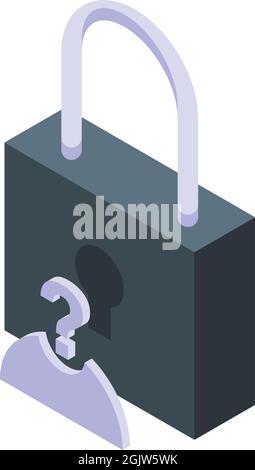 Mystery padlock icon isometric vector. Lock key. Secret password Stock Vector