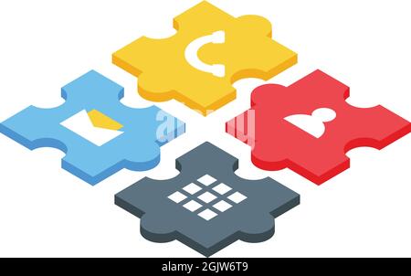 Api puzzle icon isometric vector. Code development. Software integration Stock Vector