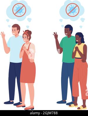 Happy partners semi flat color vector character set Stock Vector
