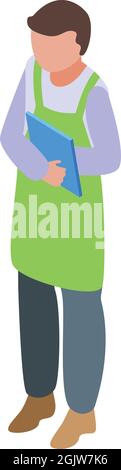 Worker icon isometric vector. Technician builder. Factory engineer Stock Vector