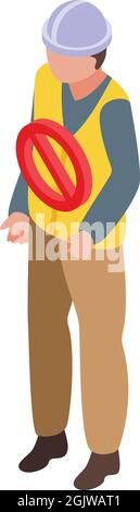 Fired worker icon isometric vector. Fire emergency. Man safety Stock Vector