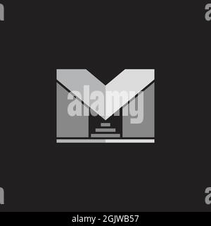 letter m shadow 3d building symbol logo vector Stock Vector