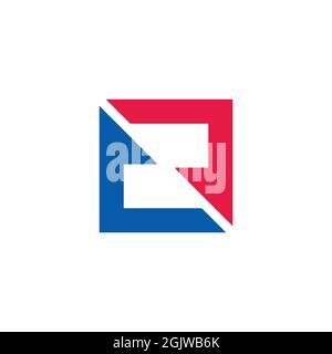 abstract number 2 arrows square negative space logo vector Stock Vector
