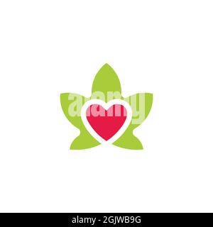 leaf love organic product symbol logo vector Stock Vector