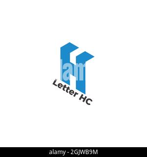 letter hc simple 3d flat geometric logo vector Stock Vector