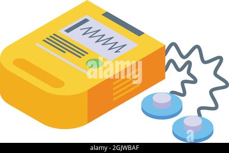 Heart cpr icon isometric vector. Defibrillator aed. Cardiac emergency ...
