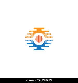 sunset silhouette simple geometric colorful symbol logo vector Stock Vector