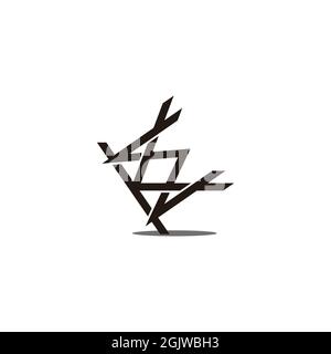 letter kw linked geometric line shadow logo vector Stock Vector