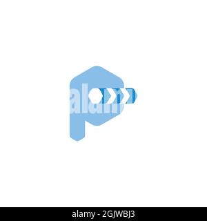 letter p stripes arrows geometric simple logo vector Stock Vector