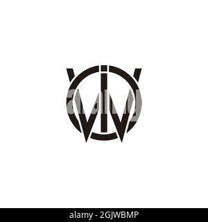 letter wi circle line geometric logo vector Stock Vector