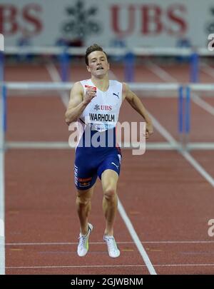 Zurich,,  09 Sep 2021 400m Hurdles winner Karsten Warholm (NOR) Seen in action during the Wanda Diamond League at Litzigrund Stadium Zurich Switzerlan Stock Photo